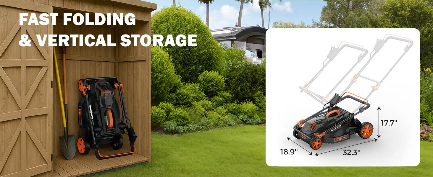 Gardening tool storage system with a shed and outdoor setting