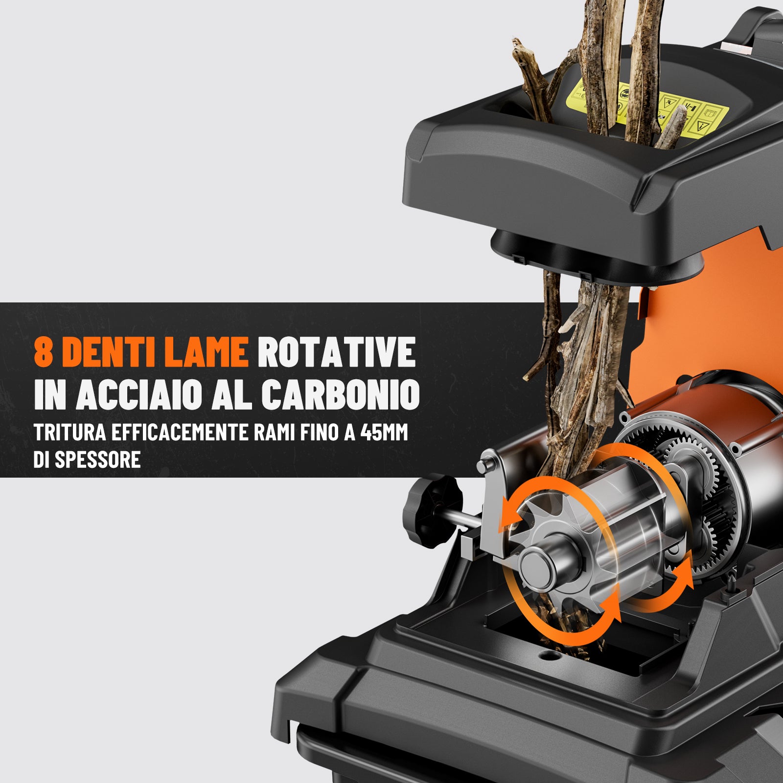 DOVAMAN GT10 Trituratore Rami, Motore Brushless da 2800W, 400Nm di Coppia