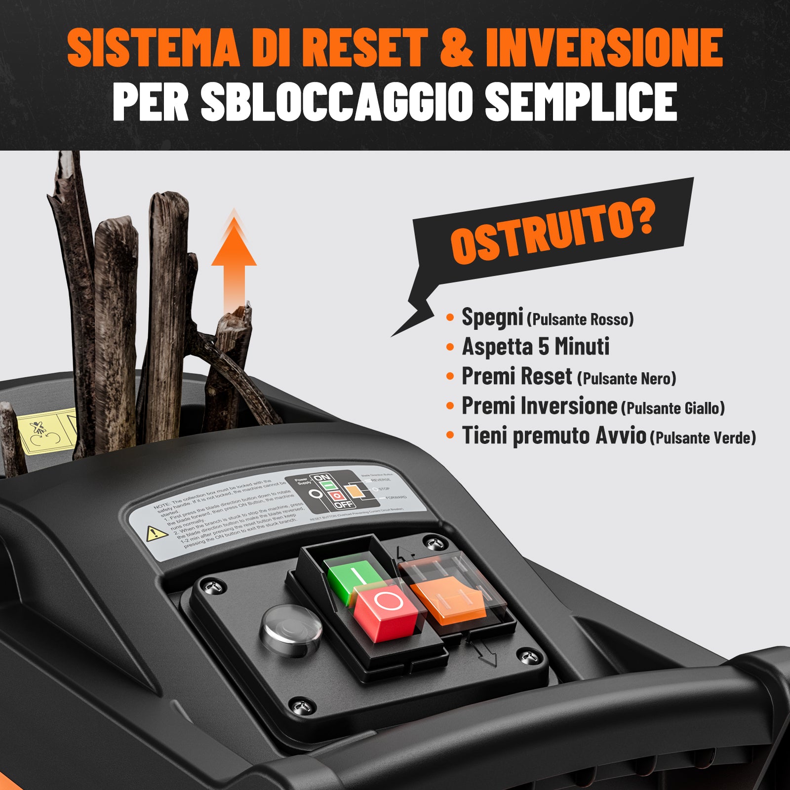DOVAMAN GT10 Trituratore Rami, Motore Brushless da 2800W, 400Nm di Coppia