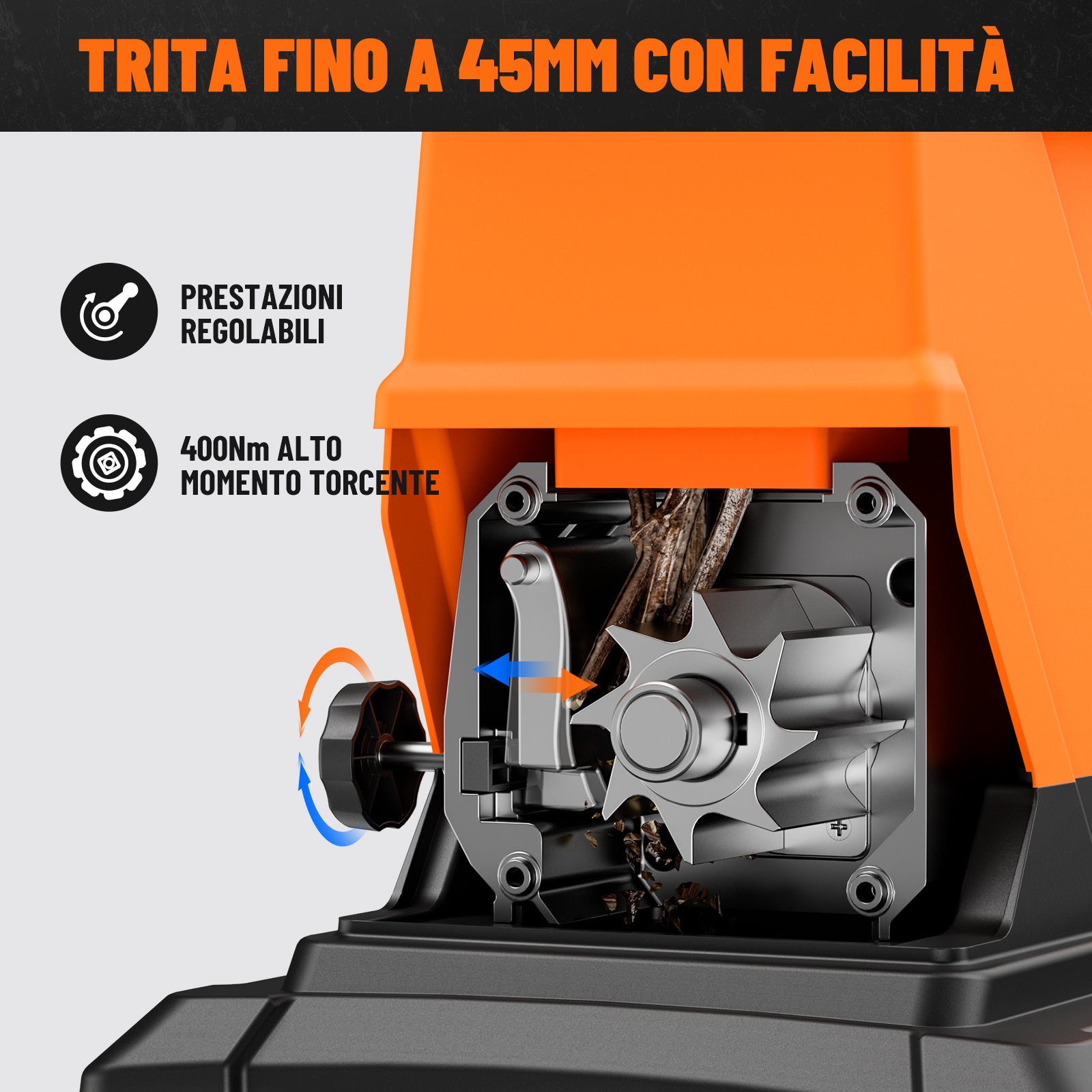 DOVAMAN GT10 Trituratore Rami, Motore Brushless da 2800W, 400Nm di Coppia