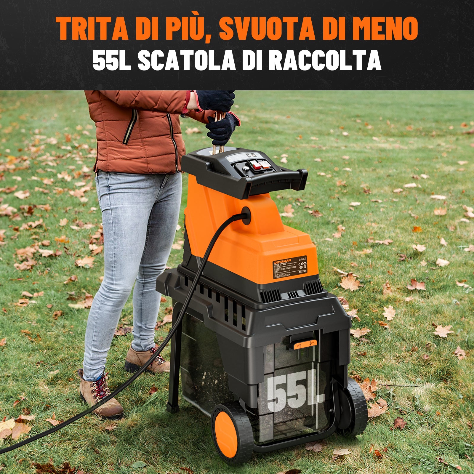DOVAMAN GT10 Trituratore Rami, Motore Brushless da 2800W, 400Nm di Coppia