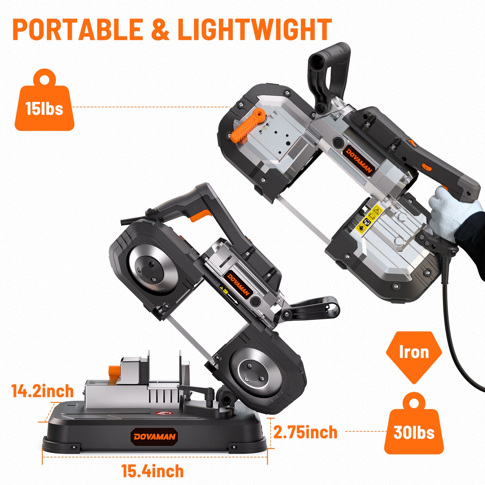 DOVAMAN B120 Handheld Corded Portable Bandsaw