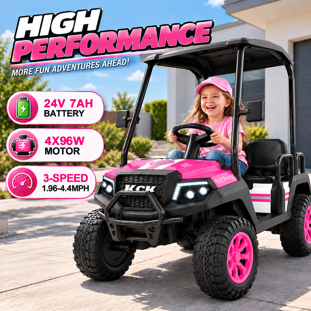 R9 24V 4-Seater Kids Golf Cart - 4WD & Remote Control
