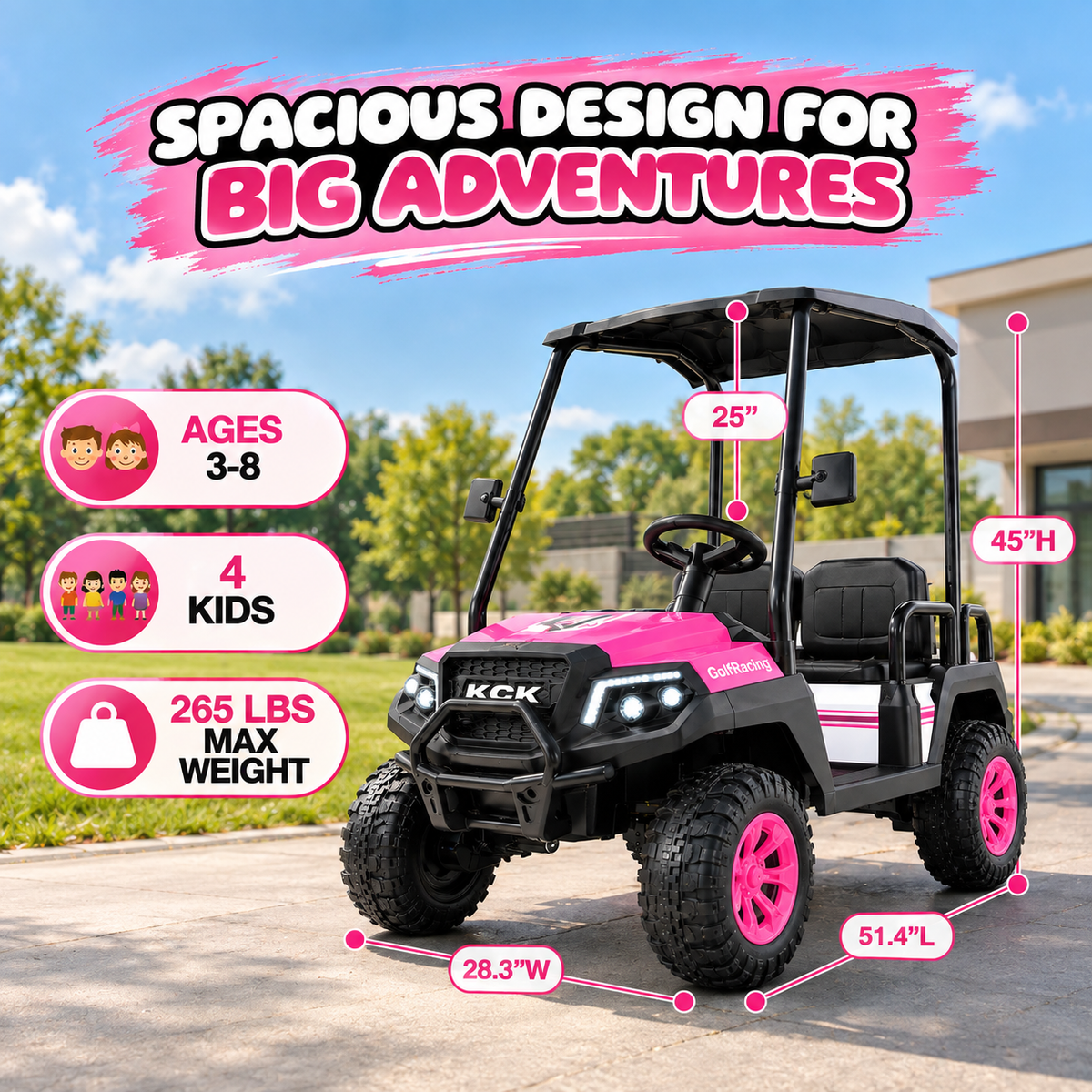 R9 24V 4-Seater Kids Golf Cart - 4WD & Remote Control