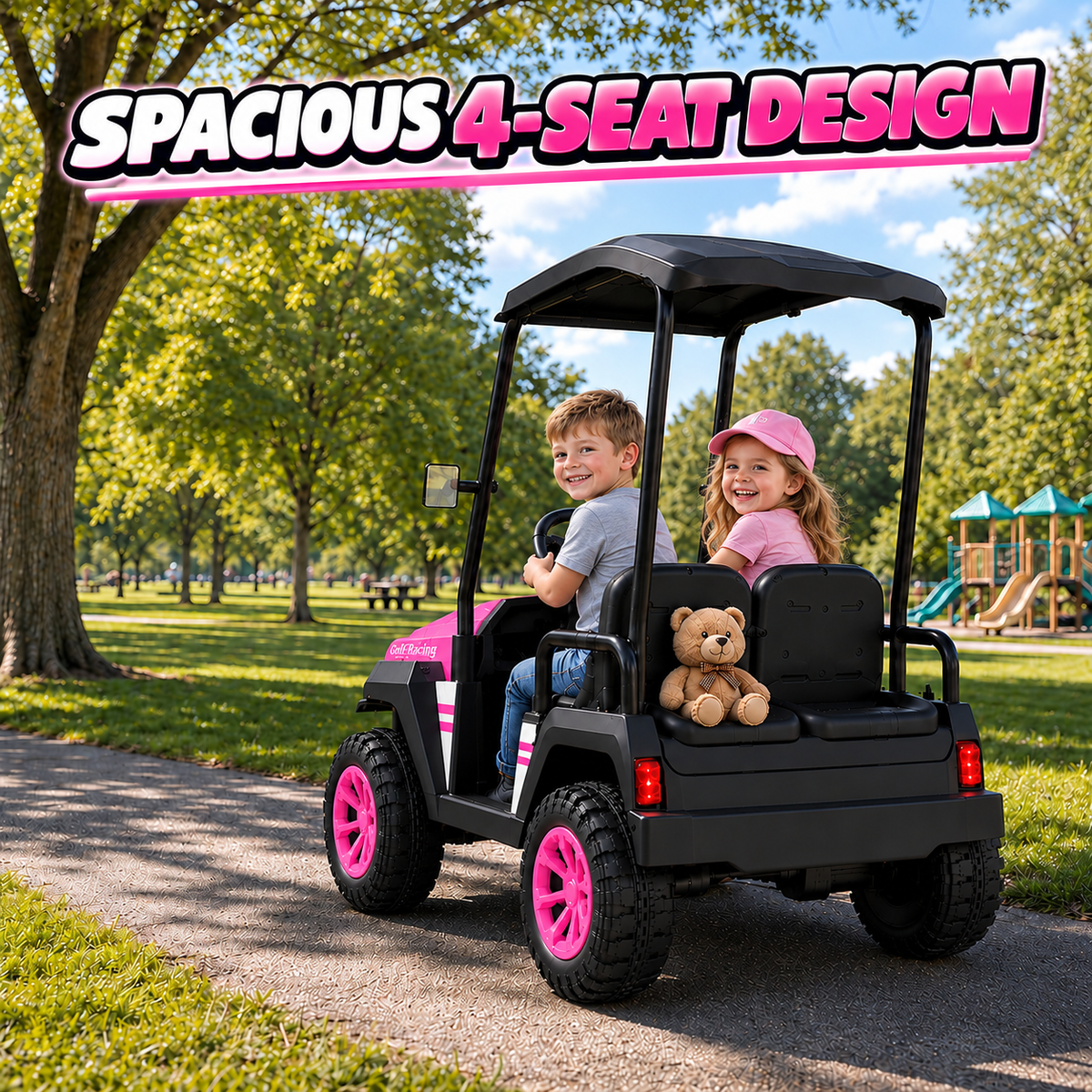 R9 24V 4-Seater Kids Golf Cart - 4WD & Remote Control