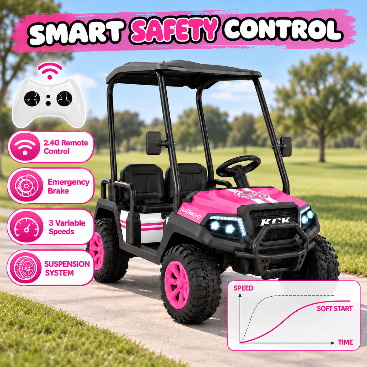 R9 24V 4-Seater Kids Golf Cart - 4WD & Remote Control