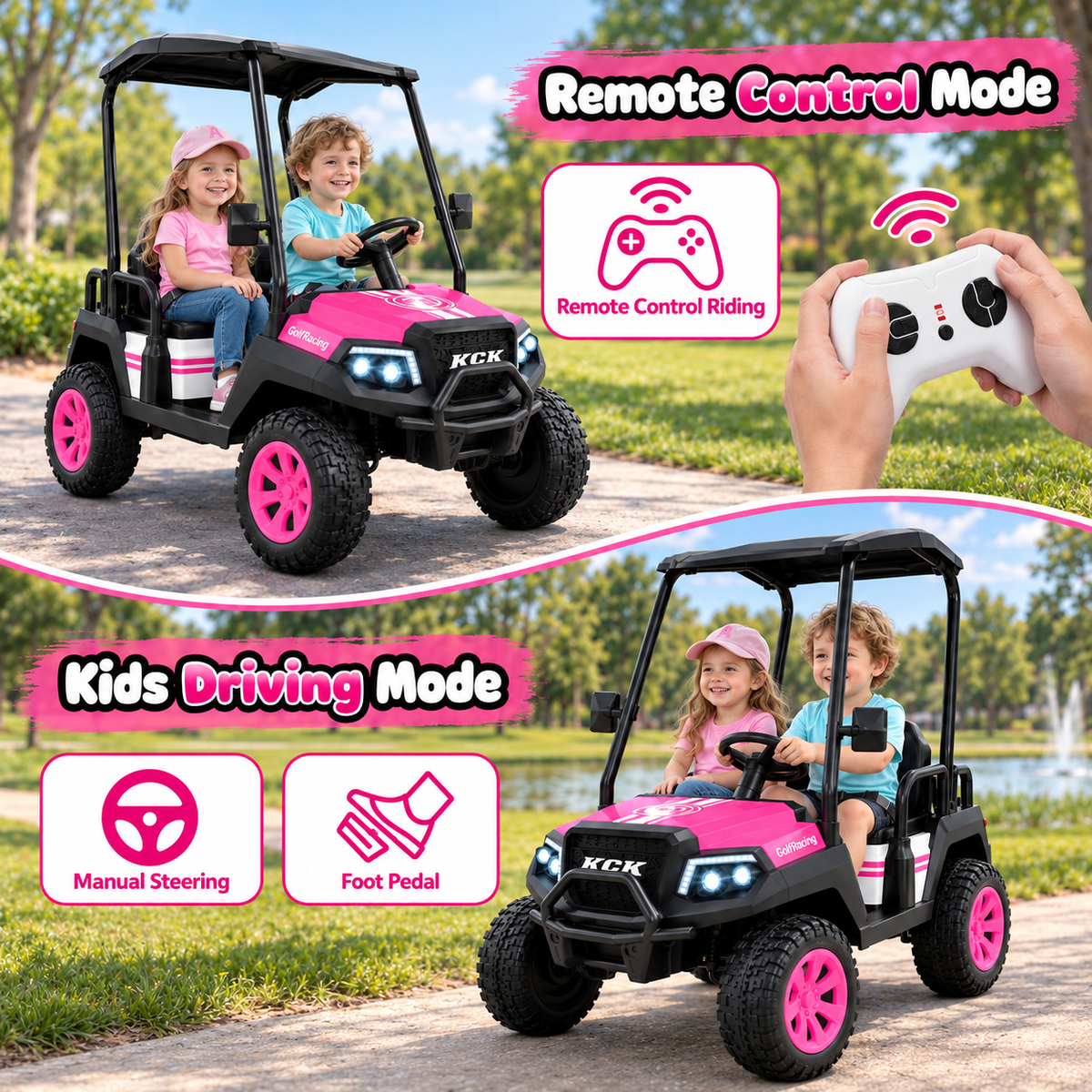 R9 24V 4-Seater Kids Golf Cart - 4WD & Remote Control