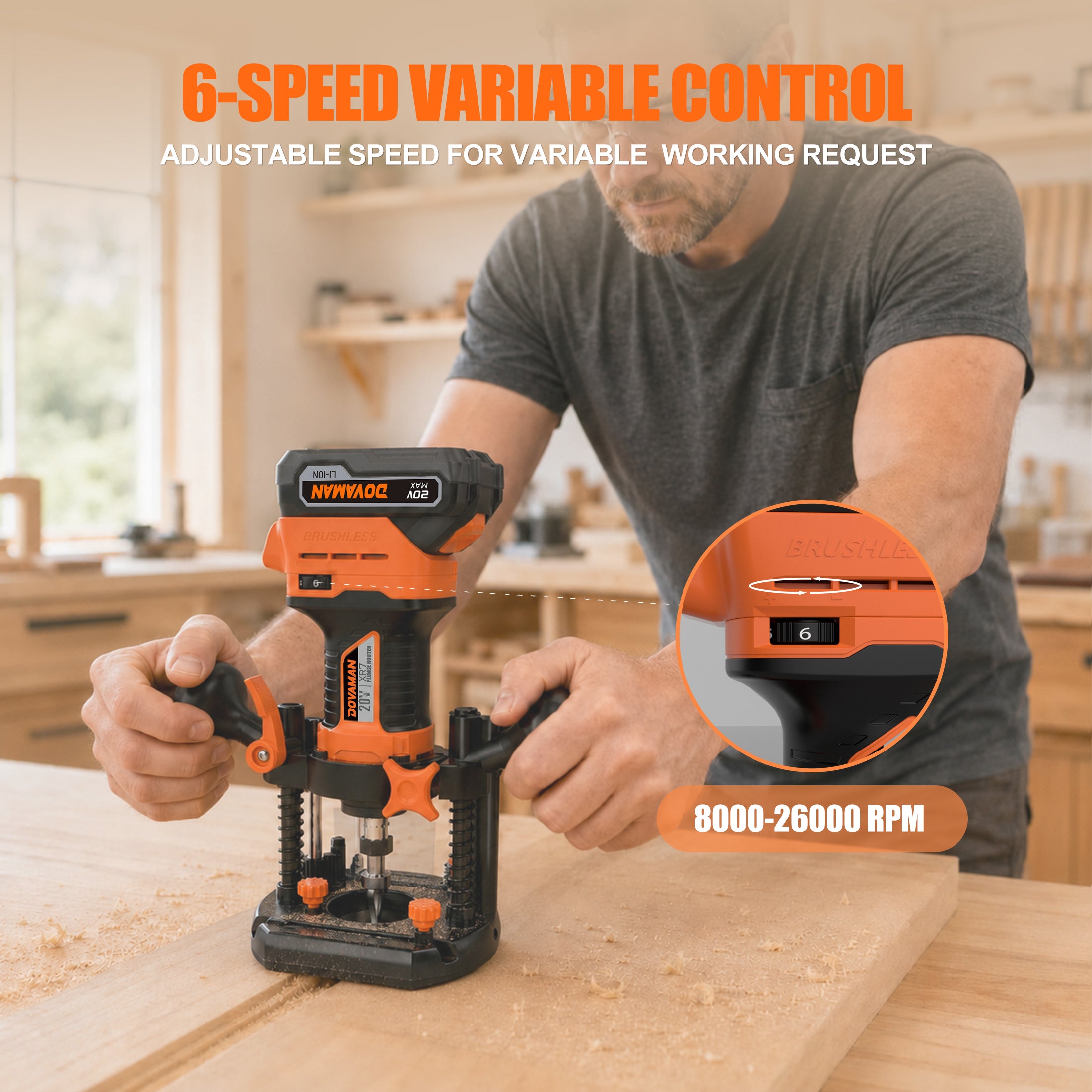 DOVAMAN XR7 20V Cordless Router Tool