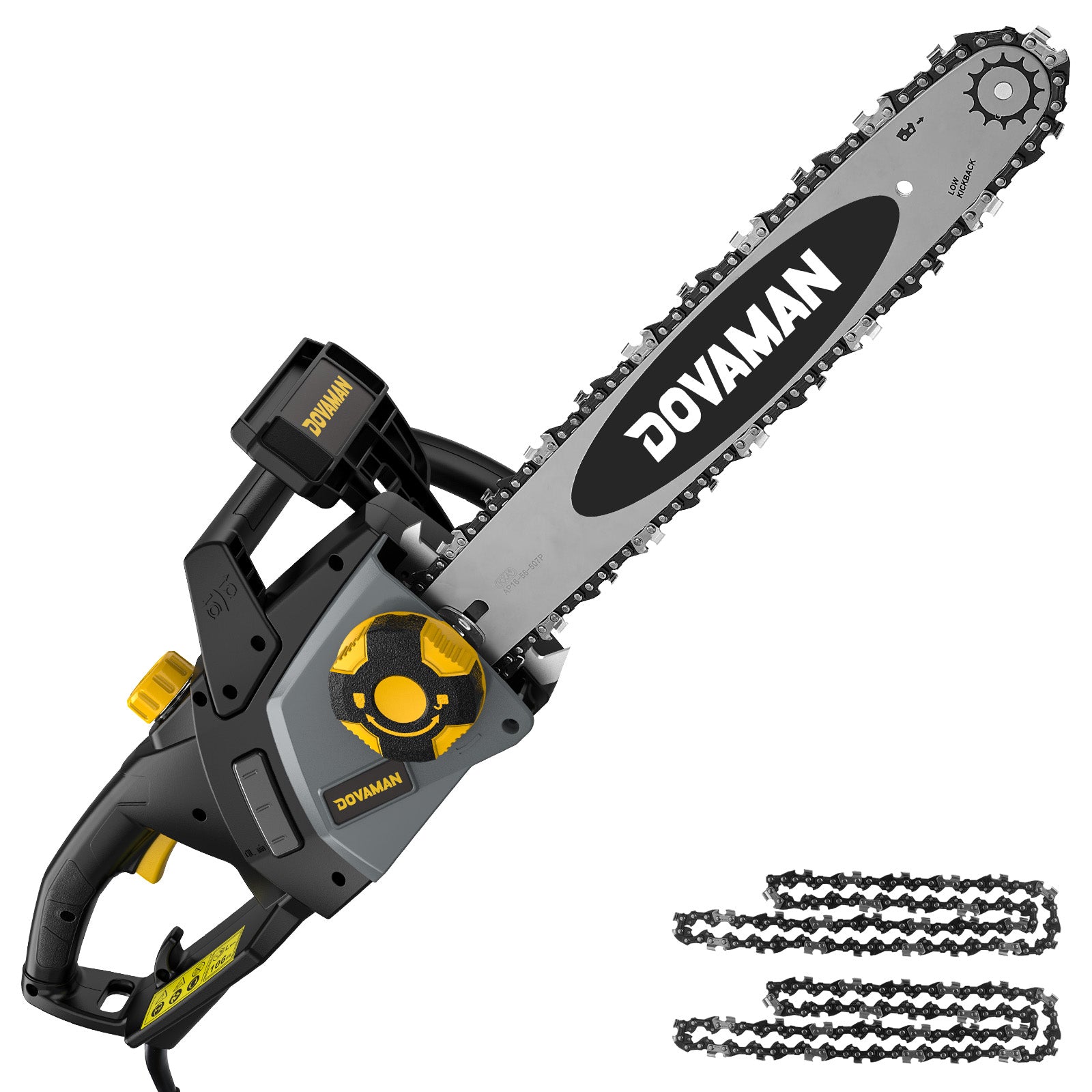 DOVAMAN 2400W Elektro Kettensäge, 40cm Oregon Schwert und Kette, werkzeuglose