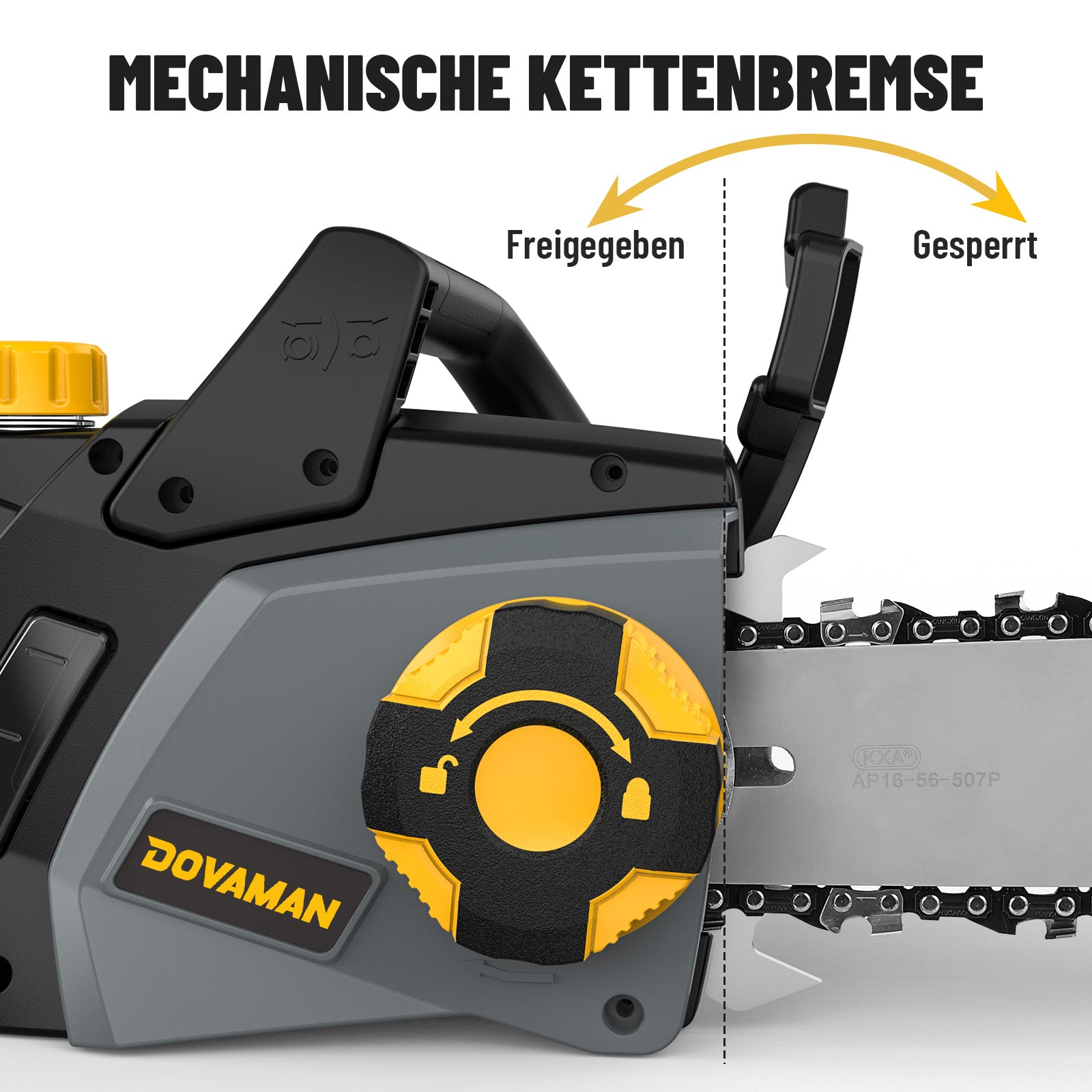 DOVAMAN 2400W Elektro Kettensäge, 40cm Oregon Schwert und Kette, werkzeuglose