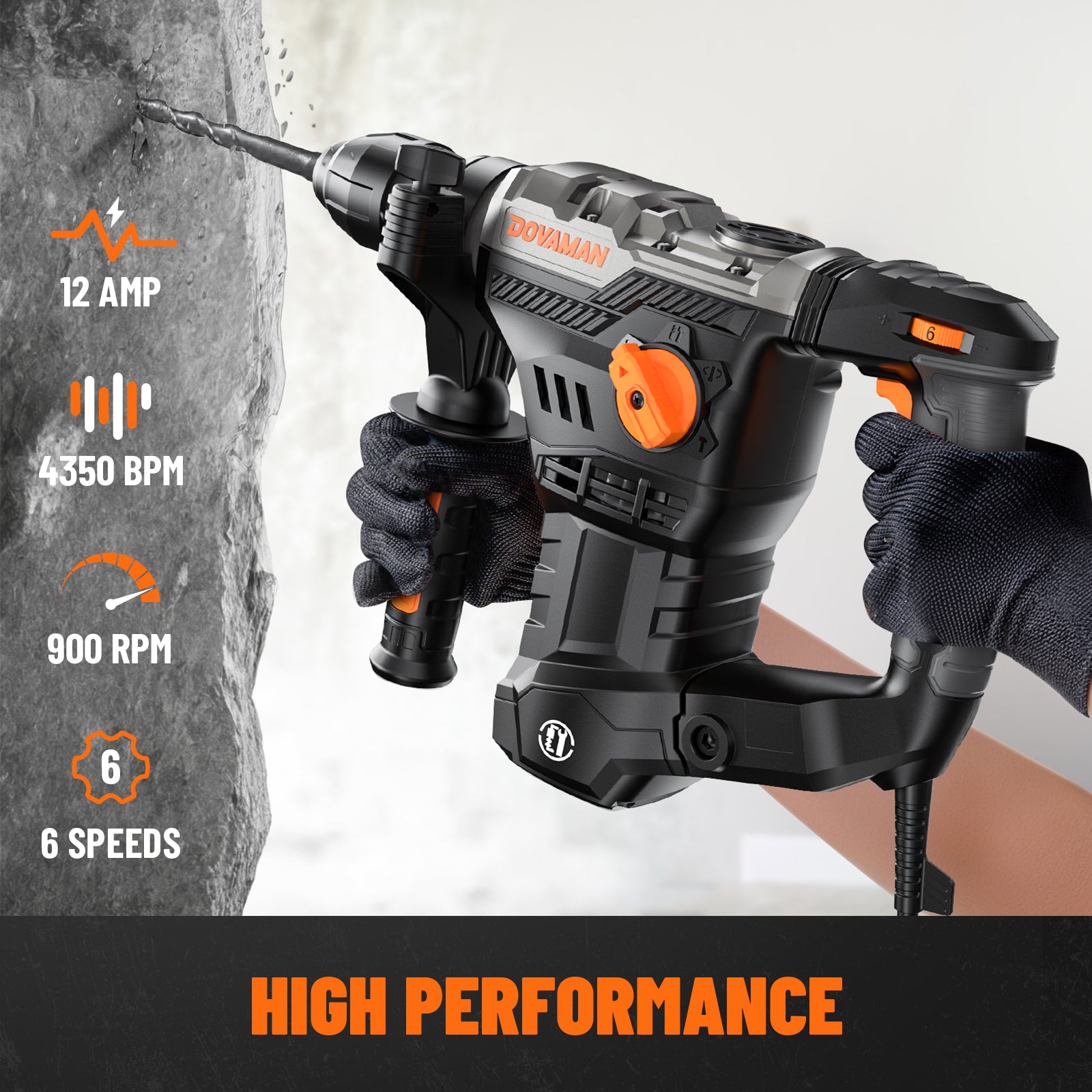 DOVAMAN RH15A 1-9/16'' SDS-Plus Rotary Hammer Drill
