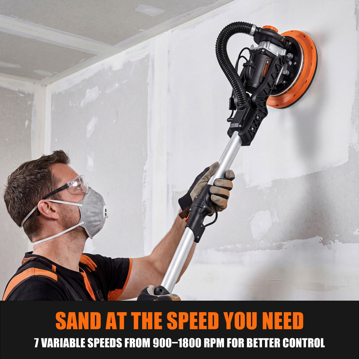 DOVAMAN Electric Drywall Sander with Vacuum Dust Collection