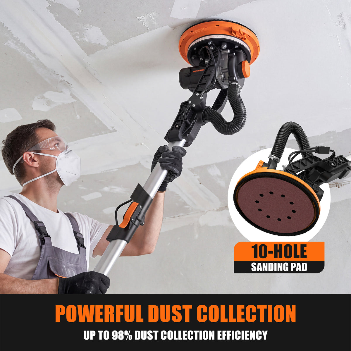 DOVAMAN Electric Drywall Sander with Vacuum Dust Collection