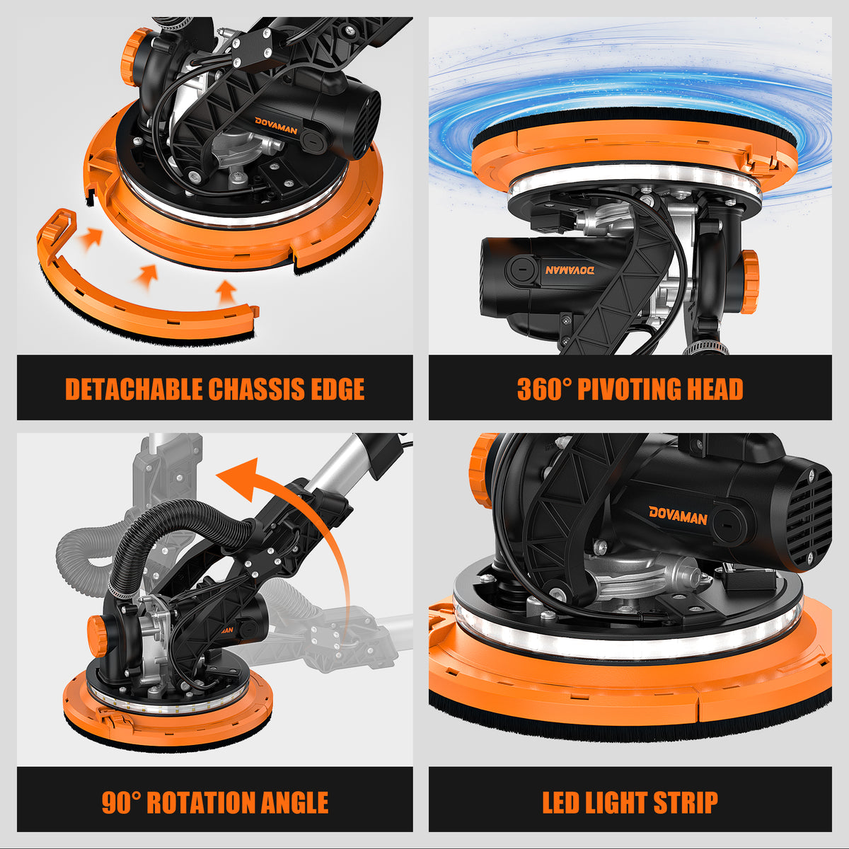 DOVAMAN Electric Drywall Sander with Vacuum Dust Collection