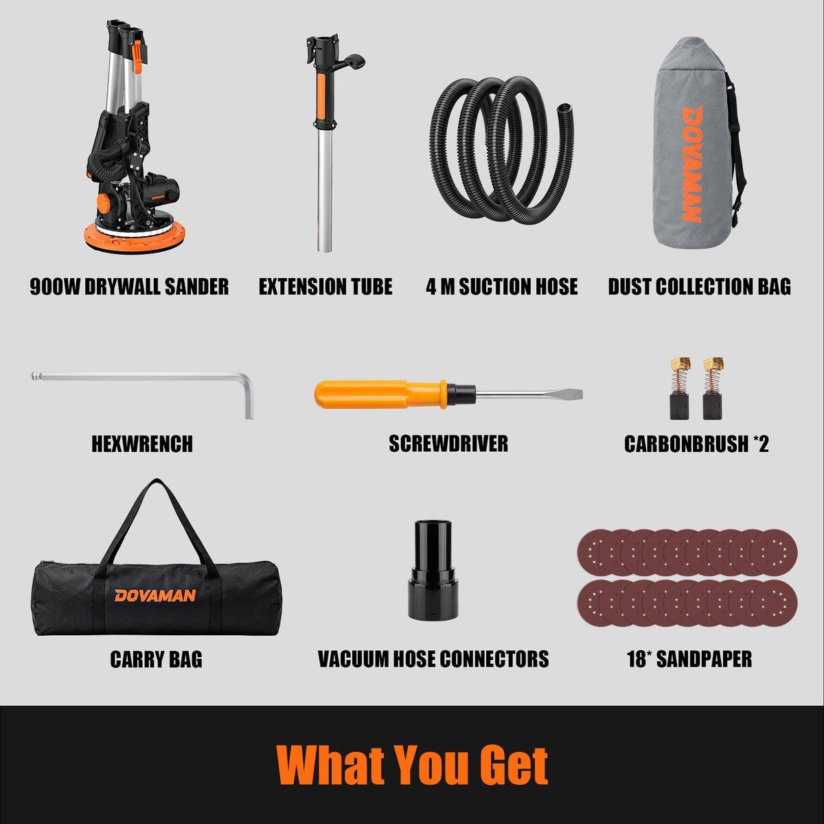 DOVAMAN Electric Drywall Sander with Vacuum Dust Collection