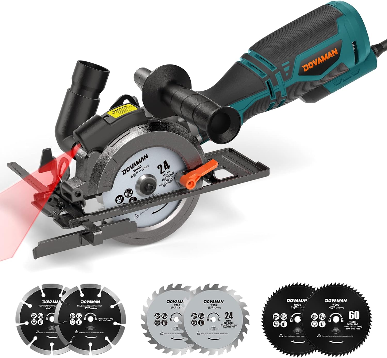 DOVAMAN MCS01A 5.8A blue and Black Compact Circular Saw with 6 Blades