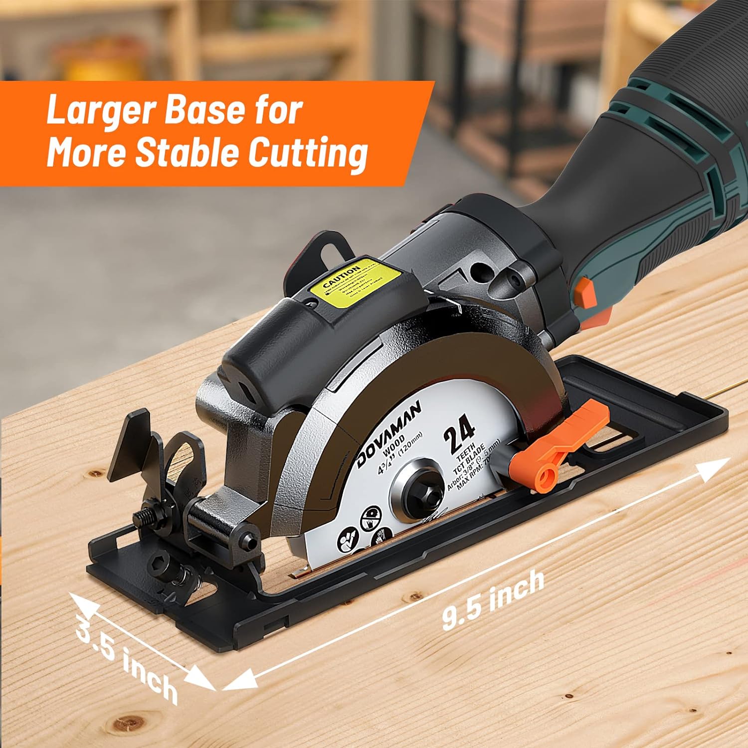 DOVAMAN circular saw with 9.5 x 3.5 inch large base for more stable operation