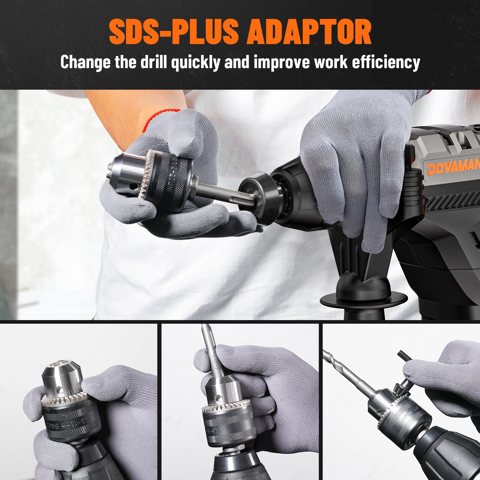 RH15A SDS-Plus Keyless Chuck Adapter for Quick Bit Changes and High Work Efficiency