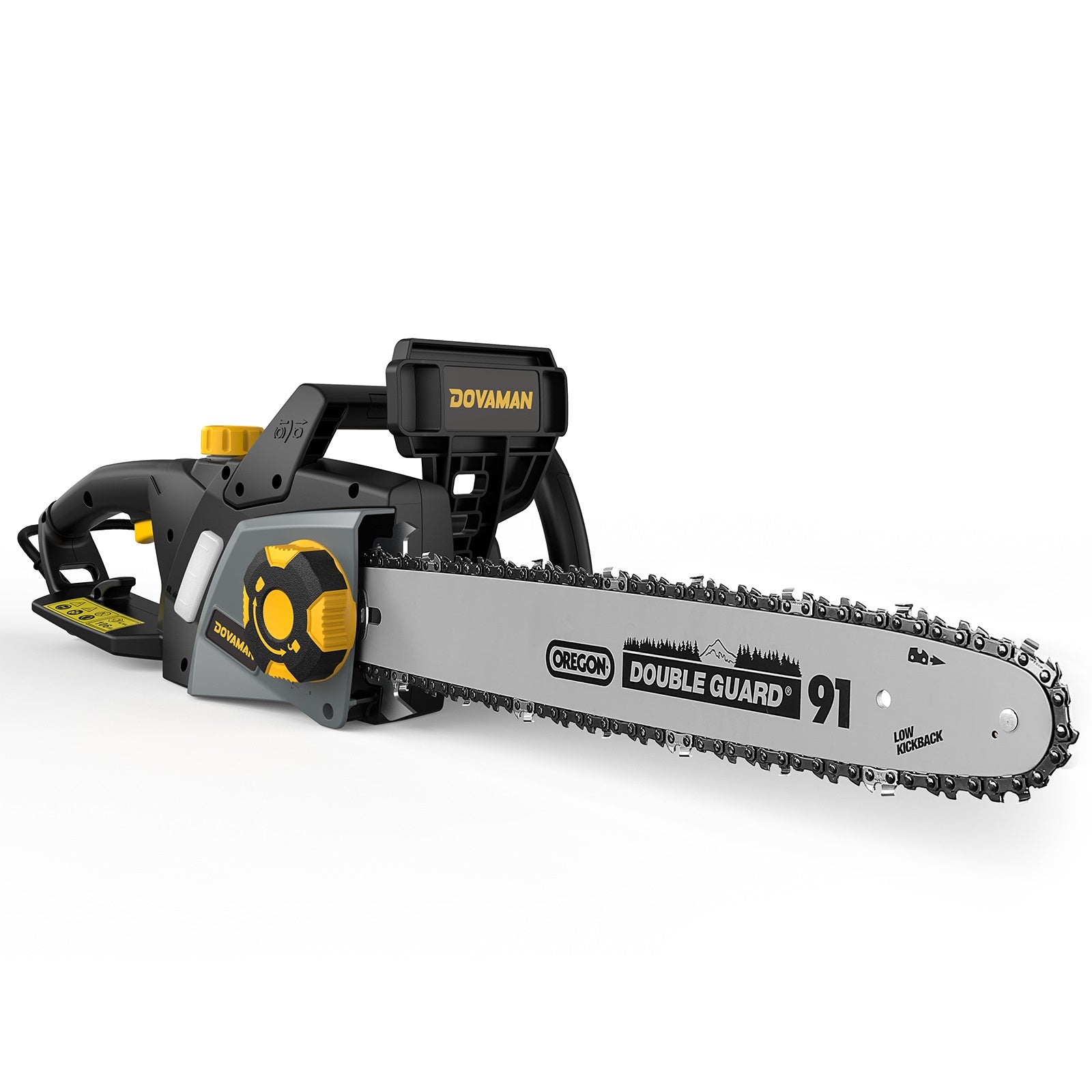 DOVAMAN Yellow DCS08A 18-Inch Electric Chainsaw Corded with 15-Amp Motor and Oregon Bar