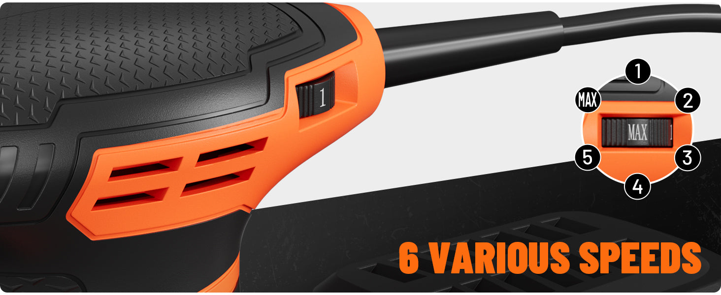 Gardening tool with speed control indicators on a white background
