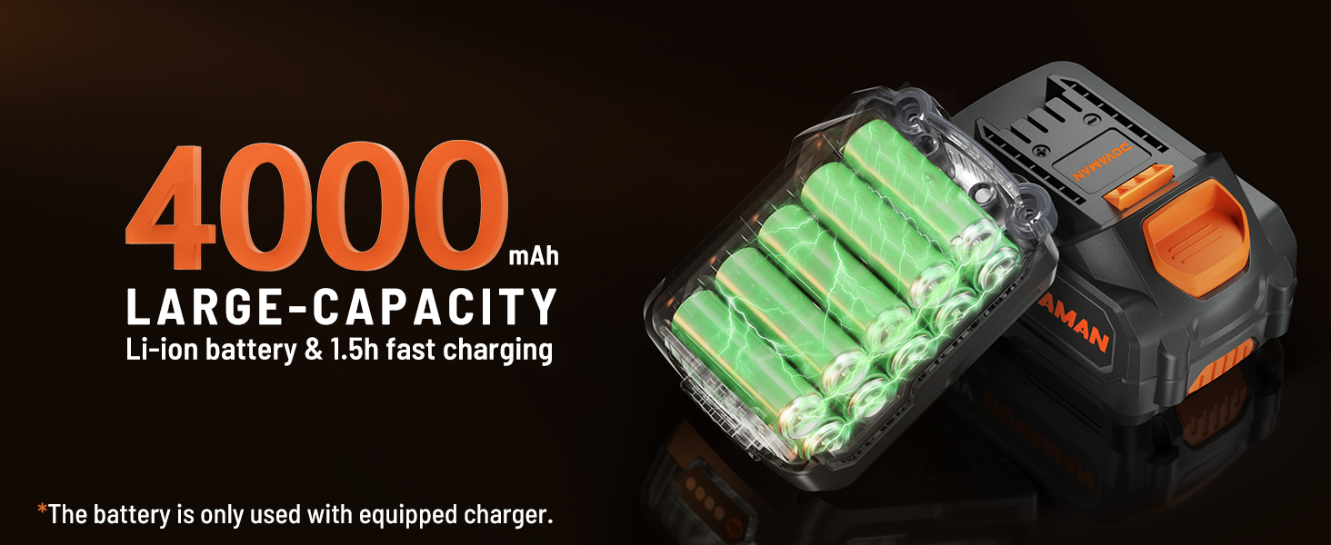 Battery pack with green cells and black casing on a dark background, featuring '4000 mAh' text.